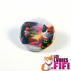 Badge chat :  Chat Roux en Costume de Batman