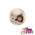 Badge chat : le chat scintillant bicolore