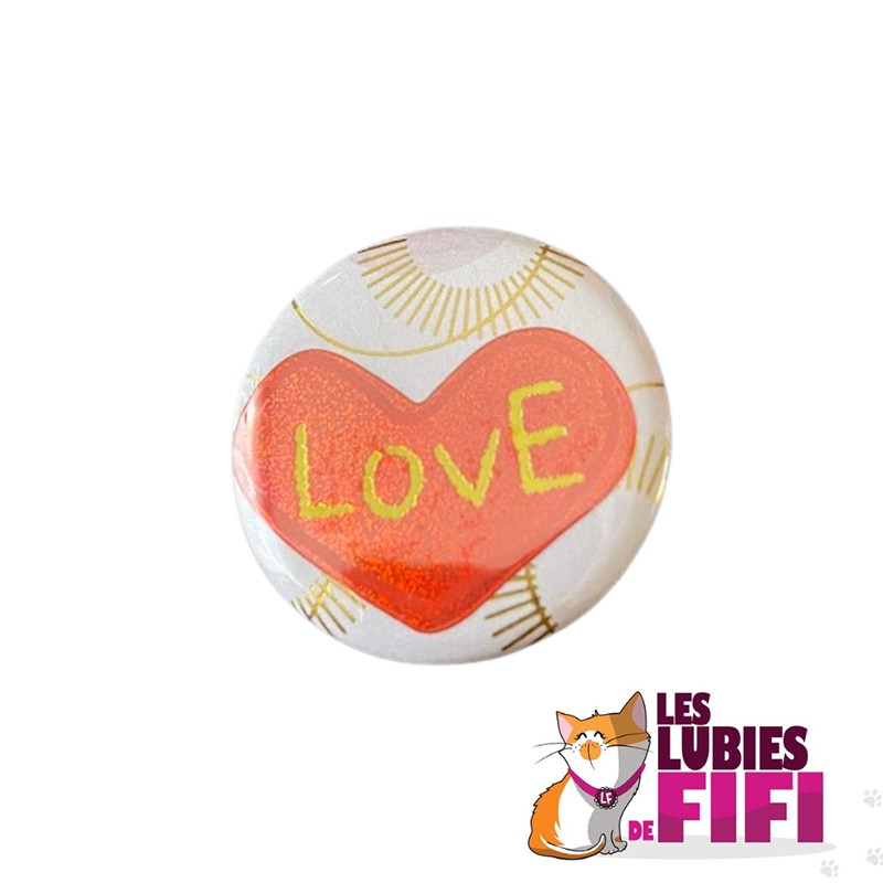 Badge Love étincelant beige